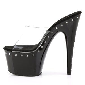 Stunning Clear Platform Mules | Studded High Heels for Dancers & Glamour